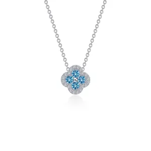 Lafonn Simulated Diamond & Blue Topaz Clover Halo Necklace N0335BTP20