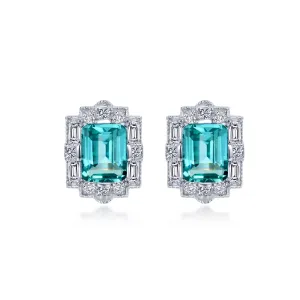 Lafonn Simulated Diamond & Fancy Lab Grown Sapphire Halo Stud Earrings SYE013GP00