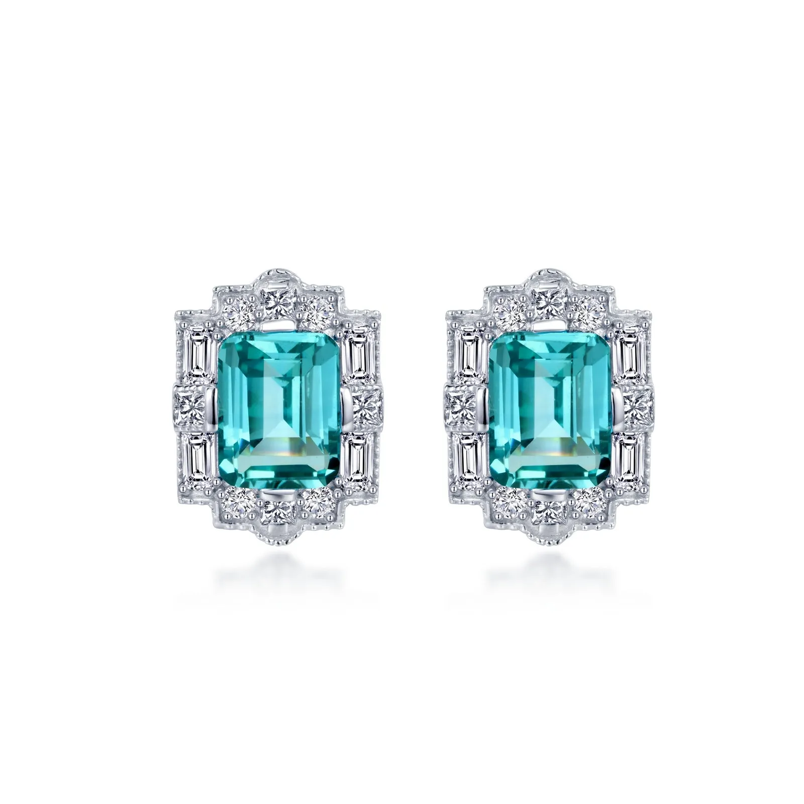 Lafonn Simulated Diamond & Fancy Lab Grown Sapphire Halo Stud Earrings SYE013GP00