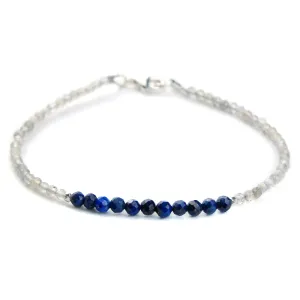 Lapis Lazuli and Labradorite Bracelet with Sterling Silver Trigger Clasp