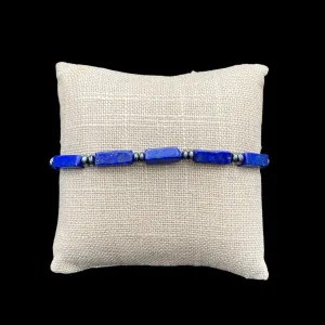 Lapis Lazuli Beaded Gemstone Adjustable Bracelet