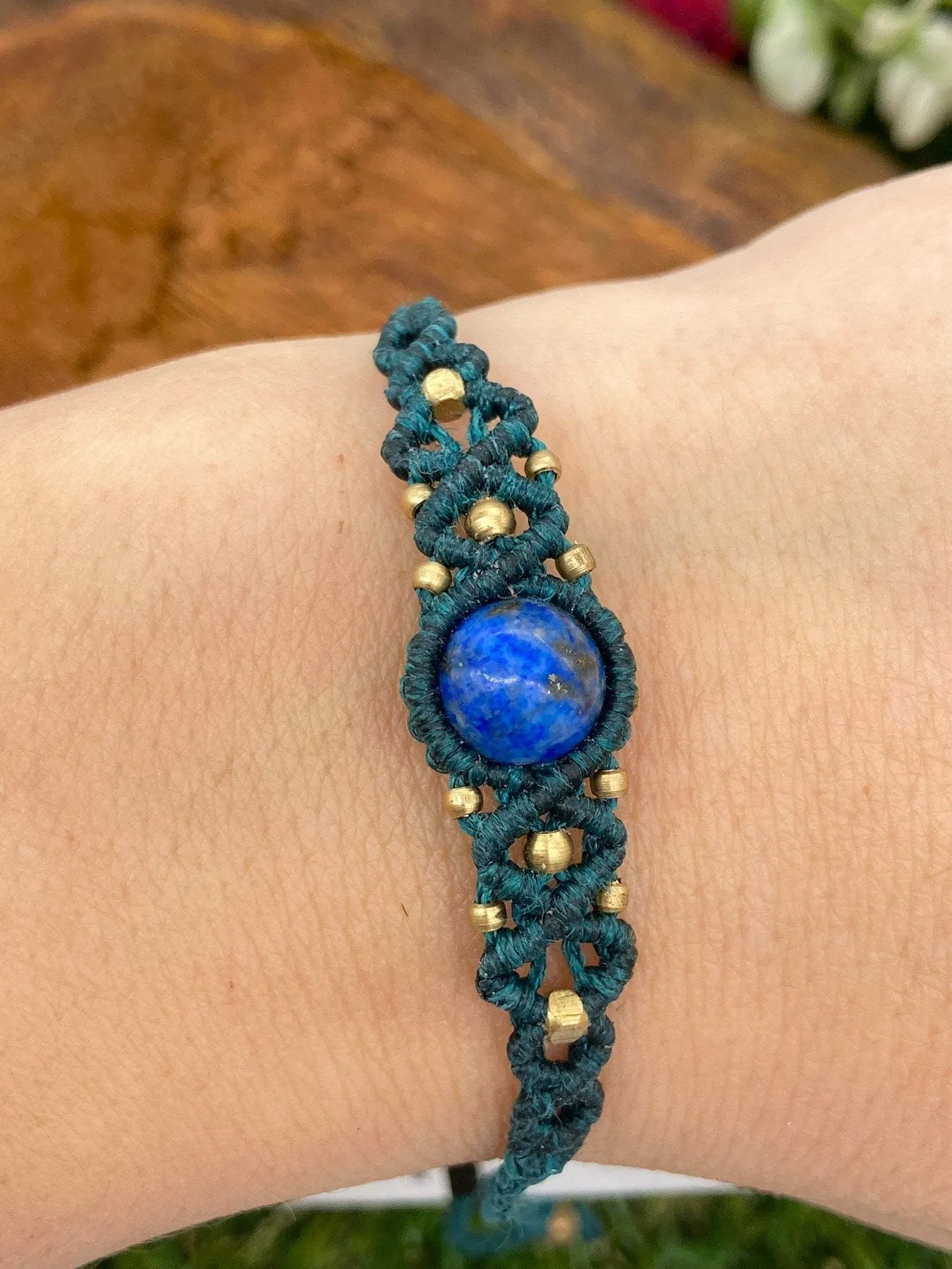 Lapis Lazuli Macrame Woven Bracelet