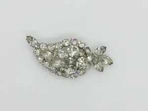 Large Paisley Shaped Sparkling Rhinestone Vintage Brooch