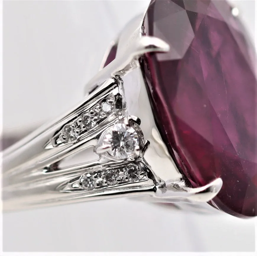 Large Rubellite Tourmaline Diamond Platinum Cocktail Ring