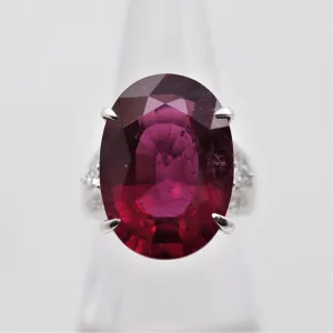 Large Rubellite Tourmaline Diamond Platinum Cocktail Ring