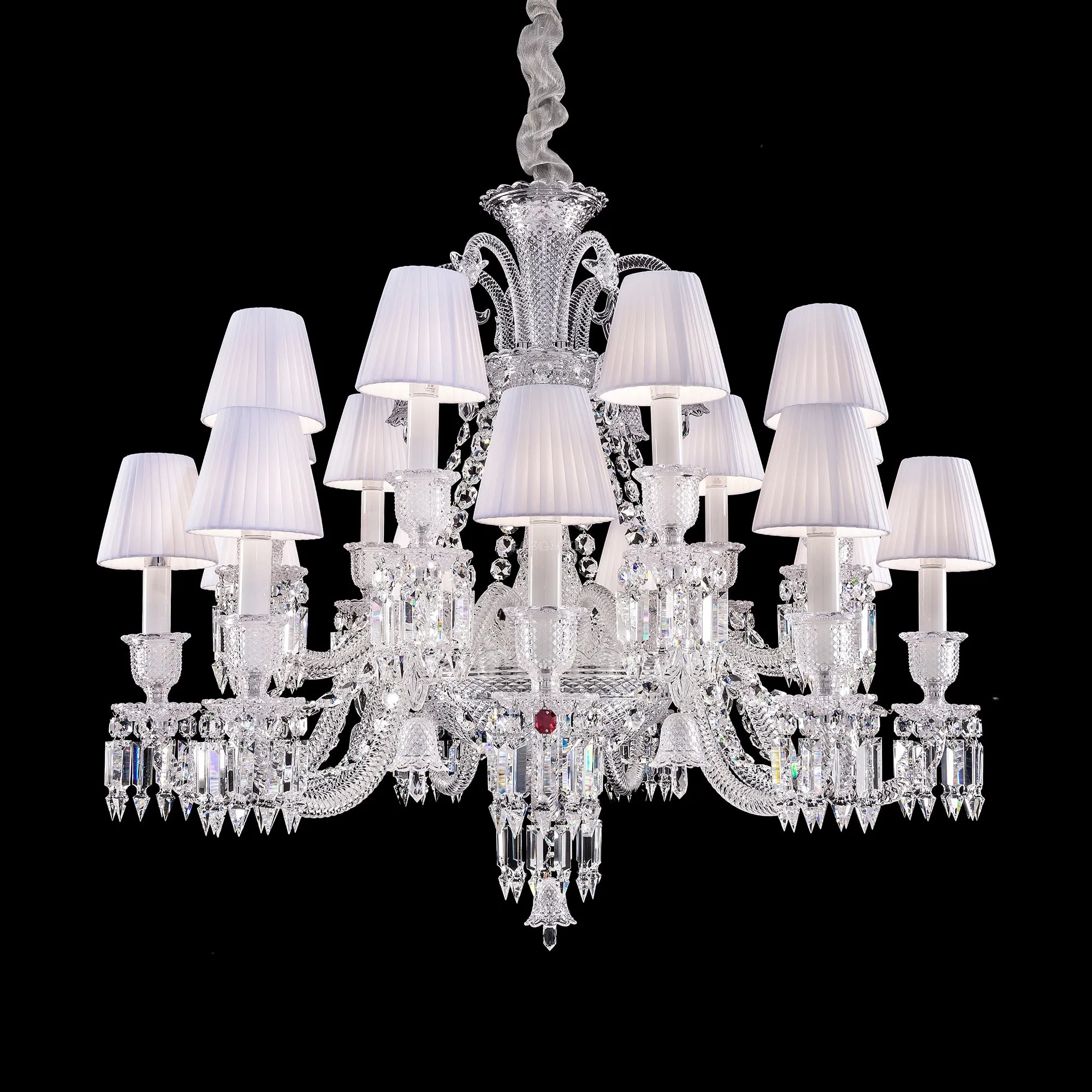 Light Luxury Classic Short Version Tiered Candle Light Crystal Chandelier for High-ceiling Rooms/Living Room