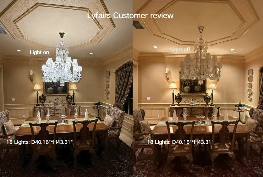 Light Luxury Classic Short Version Tiered Candle Light Crystal Chandelier for High-ceiling Rooms/Living Room