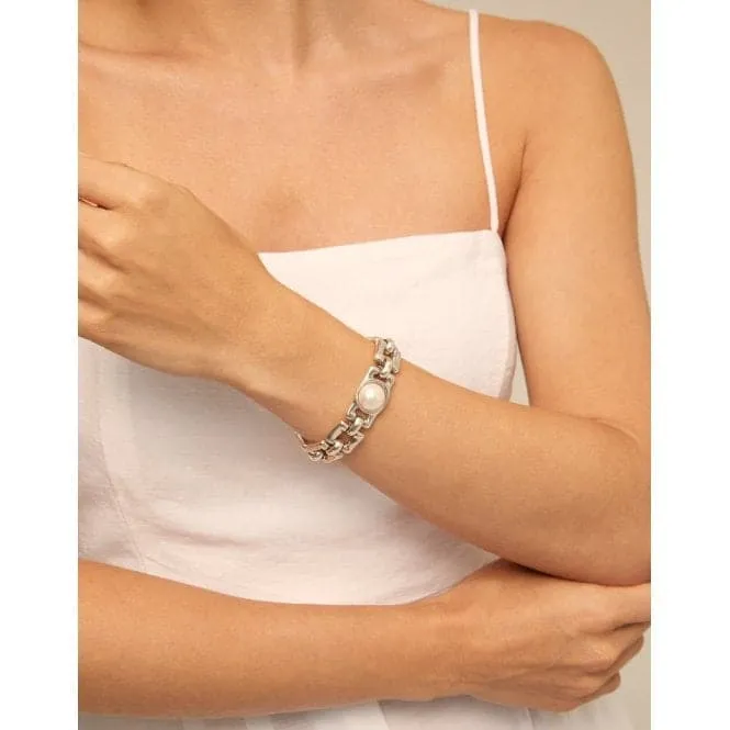 Linda White Metal Pearl Shell Bracelet