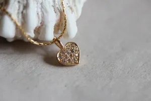 Little Gold Full of Love Necklace (White Topaz)