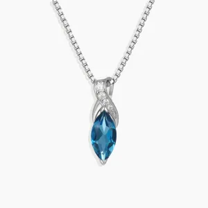 London Blue Topaz Infinity Pendant Necklace in Sterling Silver - Irosk Australia ®