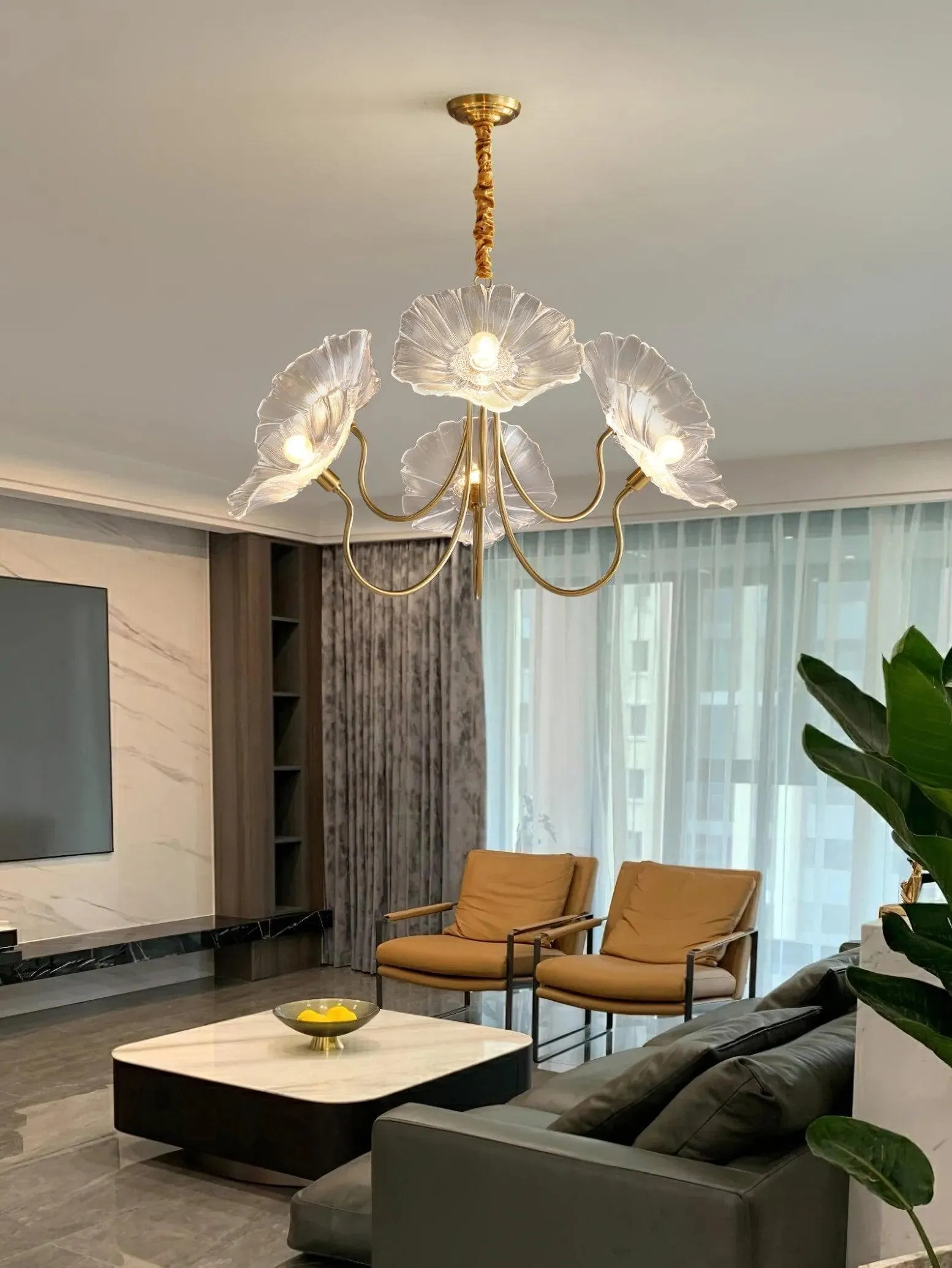 Lotus Leaf Glass Chandelier