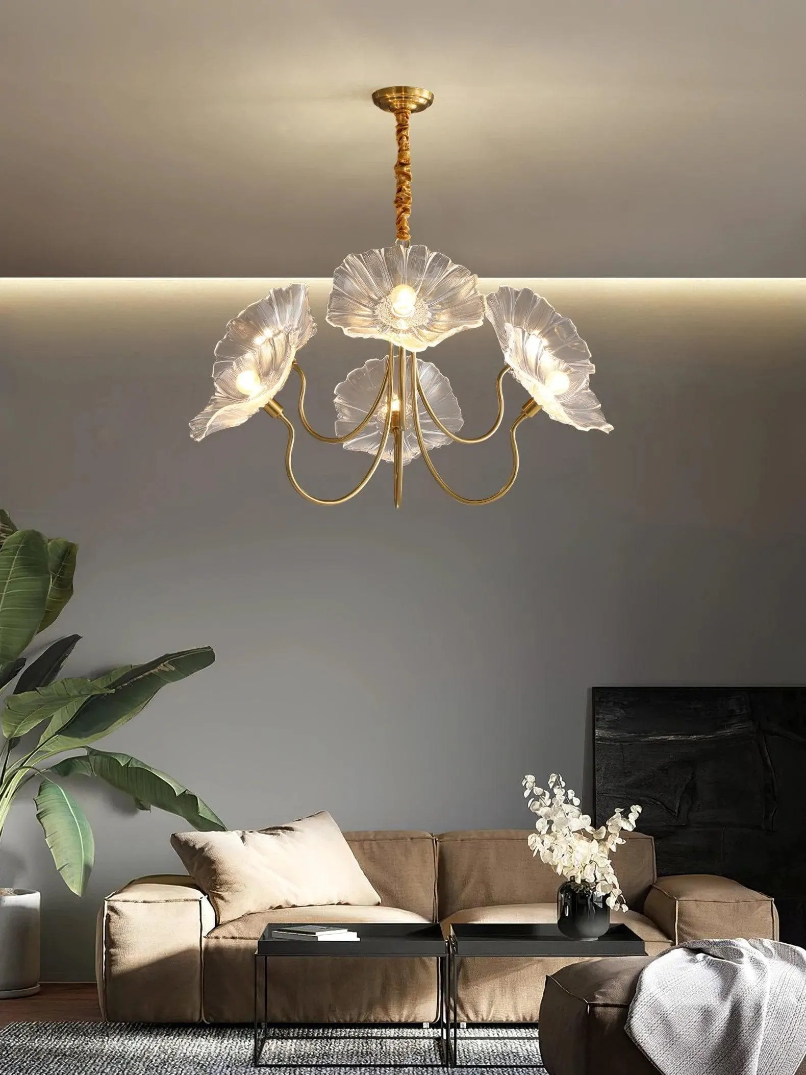 Lotus Leaf Glass Chandelier