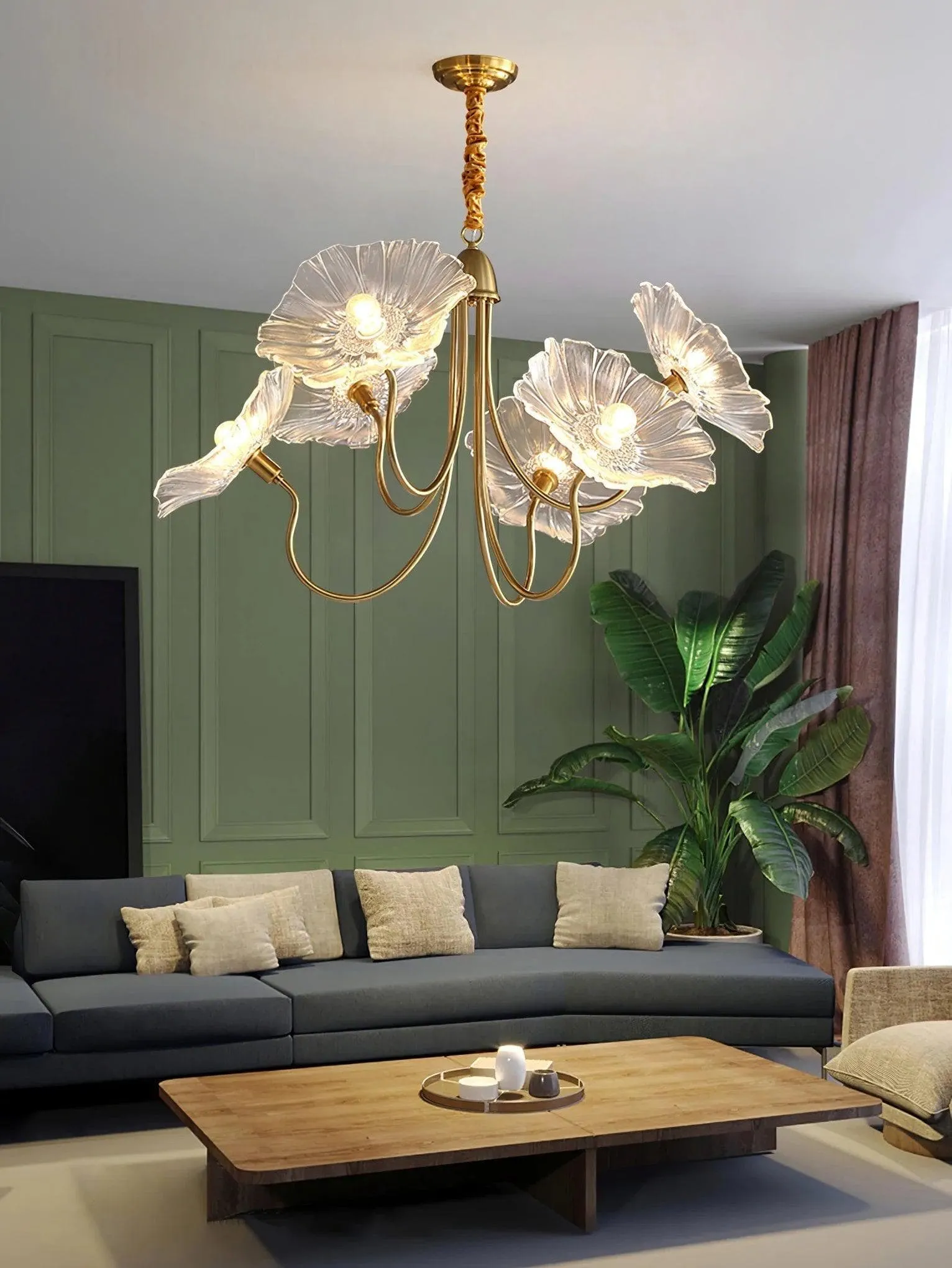 Lotus Leaf Glass Chandelier