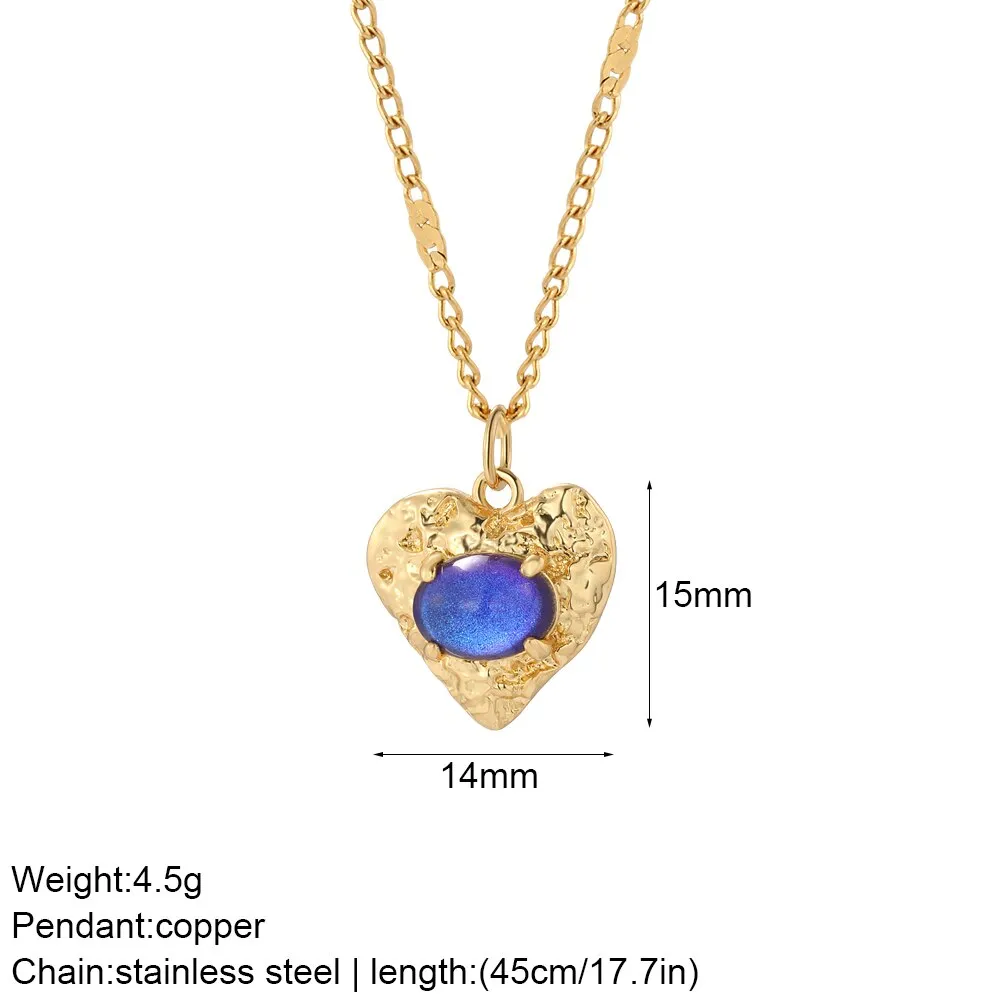 Luxury Heart Pendant Necklace for Women Romantic Woman's Chain Stainless Steel Choker Necklace Trendy big Zircon Opal Jewelry