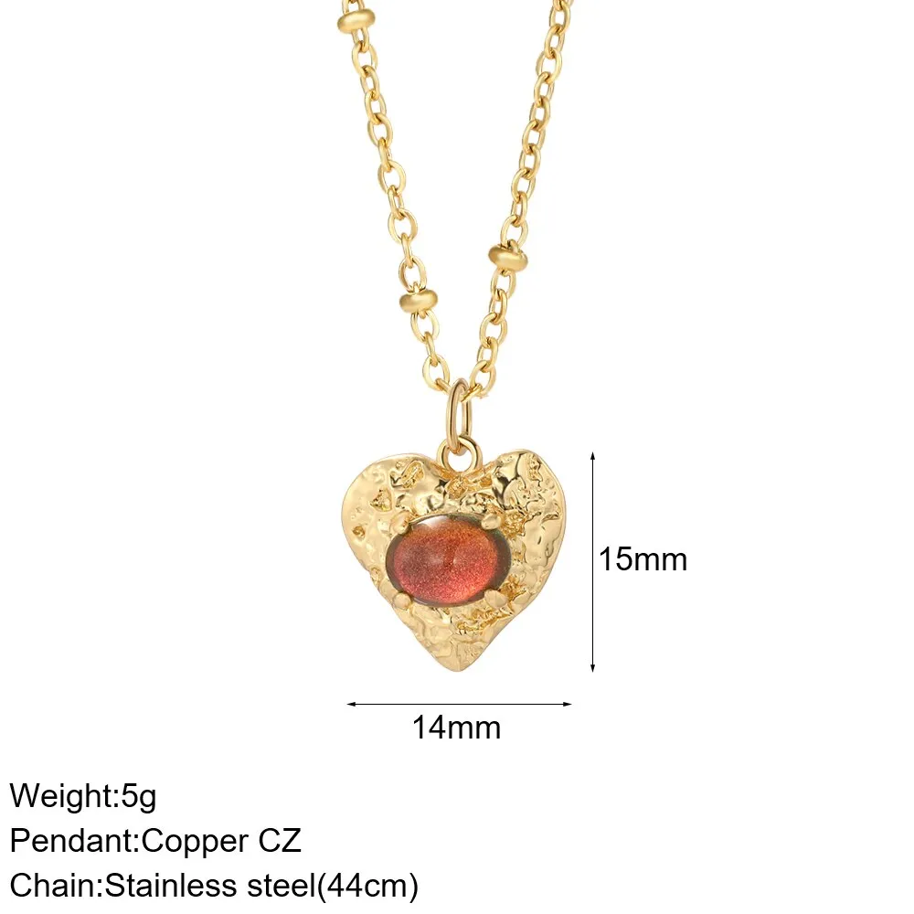 Luxury Heart Pendant Necklace for Women Romantic Woman's Chain Stainless Steel Choker Necklace Trendy big Zircon Opal Jewelry