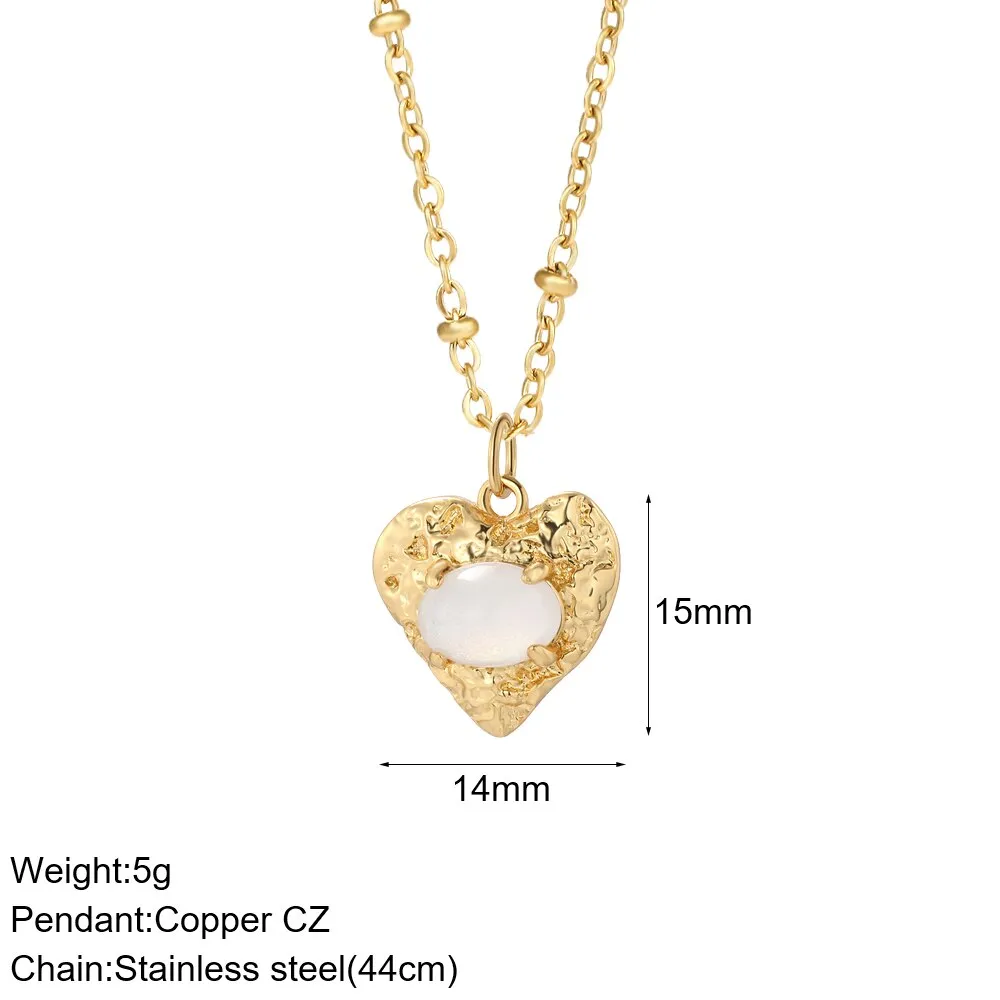 Luxury Heart Pendant Necklace for Women Romantic Woman's Chain Stainless Steel Choker Necklace Trendy big Zircon Opal Jewelry