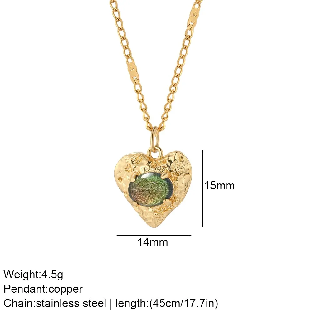 Luxury Heart Pendant Necklace for Women Romantic Woman's Chain Stainless Steel Choker Necklace Trendy big Zircon Opal Jewelry