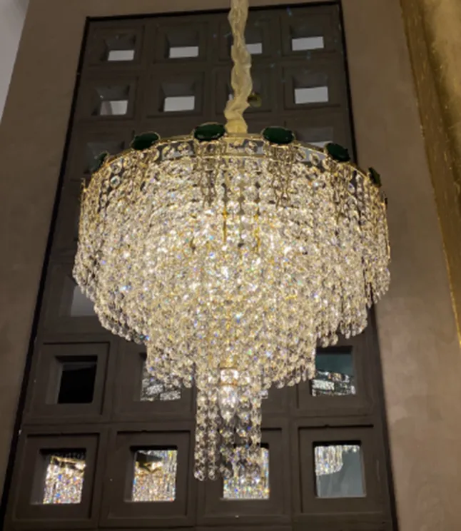 Luxury Multi-tier Jade Crystal Chandelier for Living Room/Staircase/Foyer