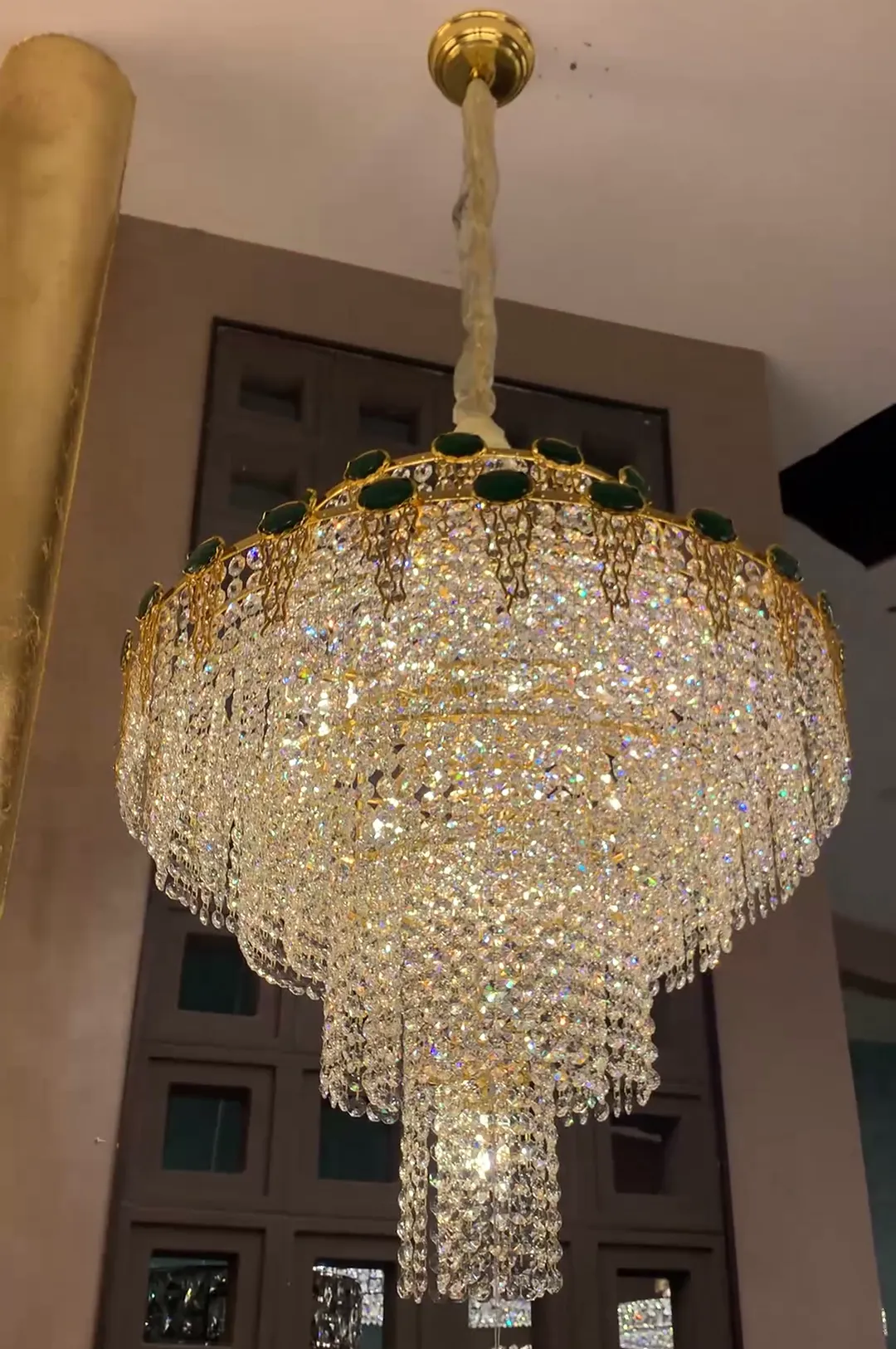 Luxury Multi-tier Jade Crystal Chandelier for Living Room/Staircase/Foyer