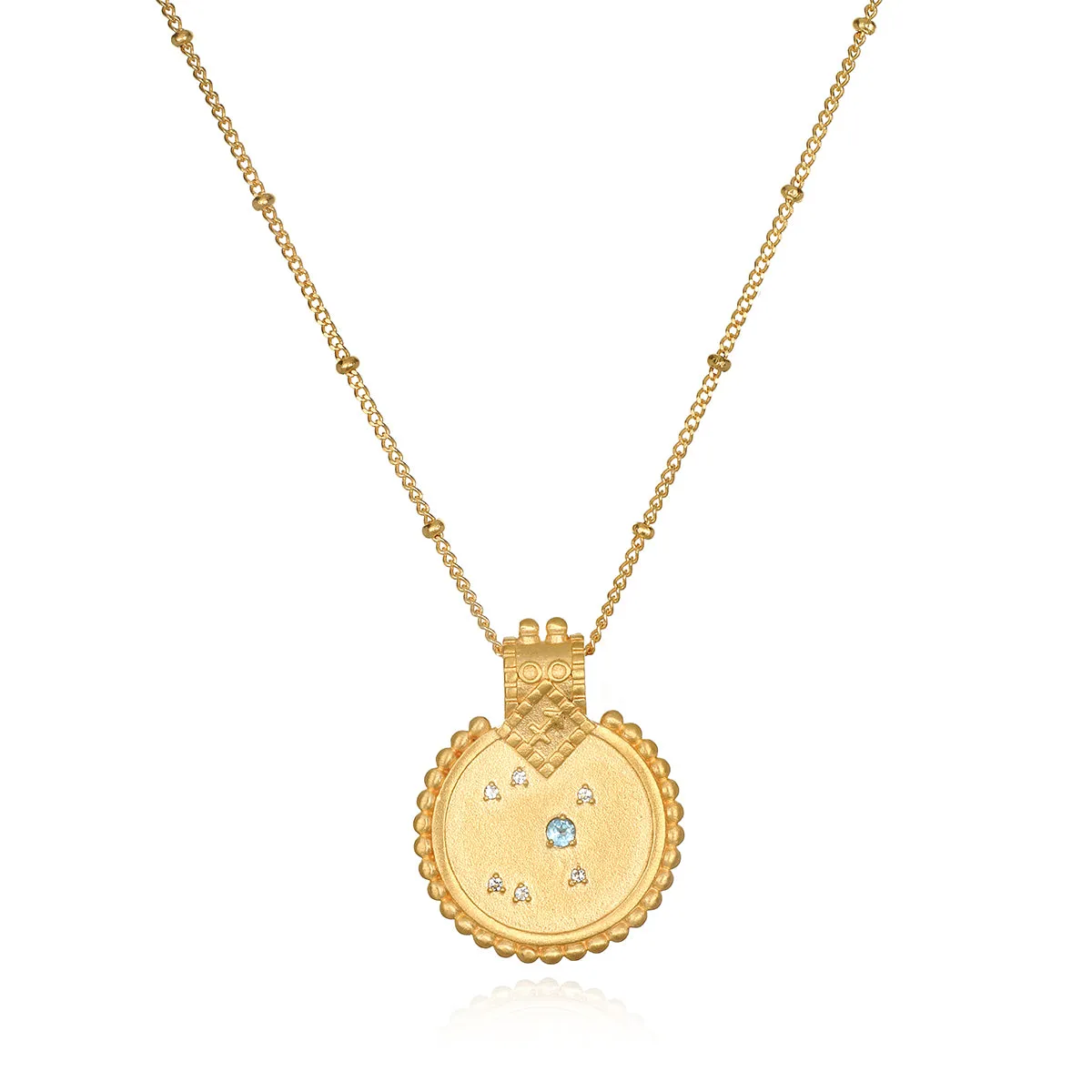 Mandala Zodiac Sagittarius Blue Topaz Necklace