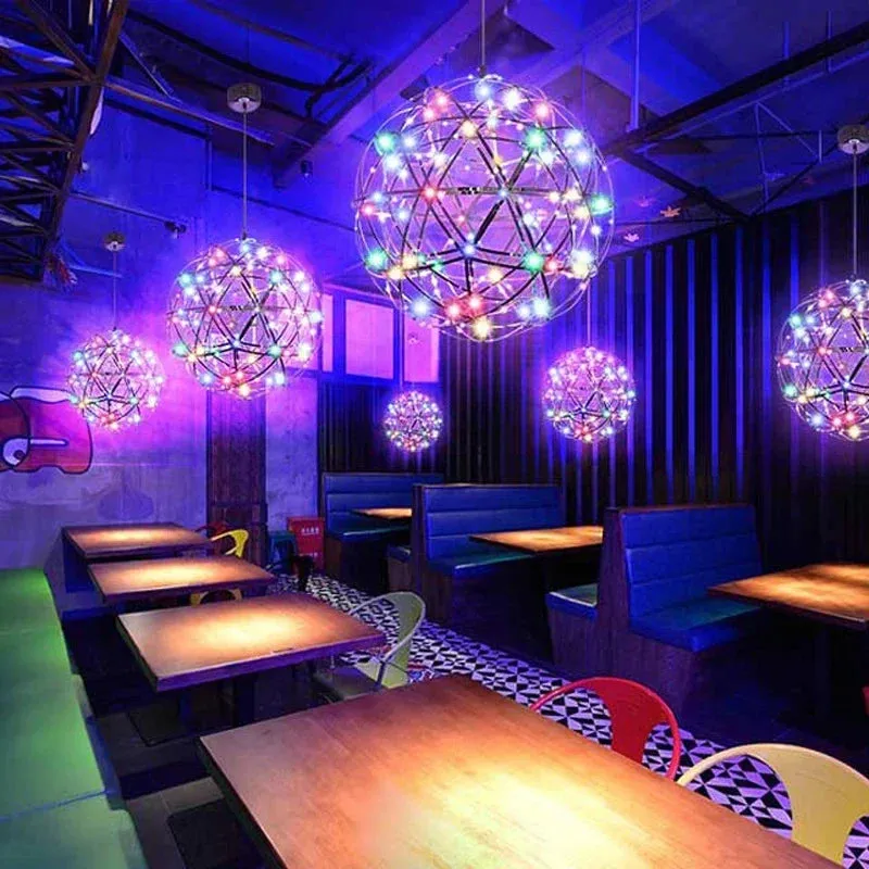 Mansion Spark Ball Chandelier: Modern Round Fireworks Pendant Lamp for Restaurant & Living Room