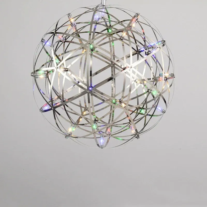 Mansion Spark Ball Chandelier: Modern Round Fireworks Pendant Lamp for Restaurant & Living Room