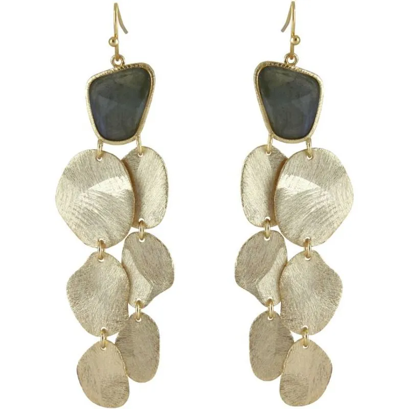 Marcia Moran Heather Disc  Drop Earrings with  Labradorite