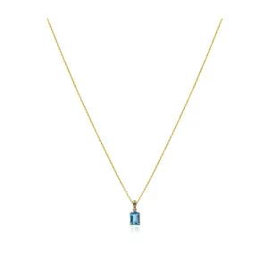 Maren Blue Topaz and Diamond Charm Necklace, 14k Gold