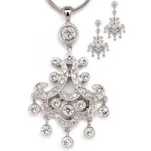 Mariah Cubic Zirconia Chandelier Necklace and Earring Set