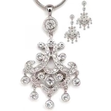 Mariah Cubic Zirconia Chandelier Necklace and Earring Set