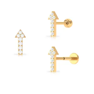 Minimal Diamond Arrow Forward Helix Earring in Gold