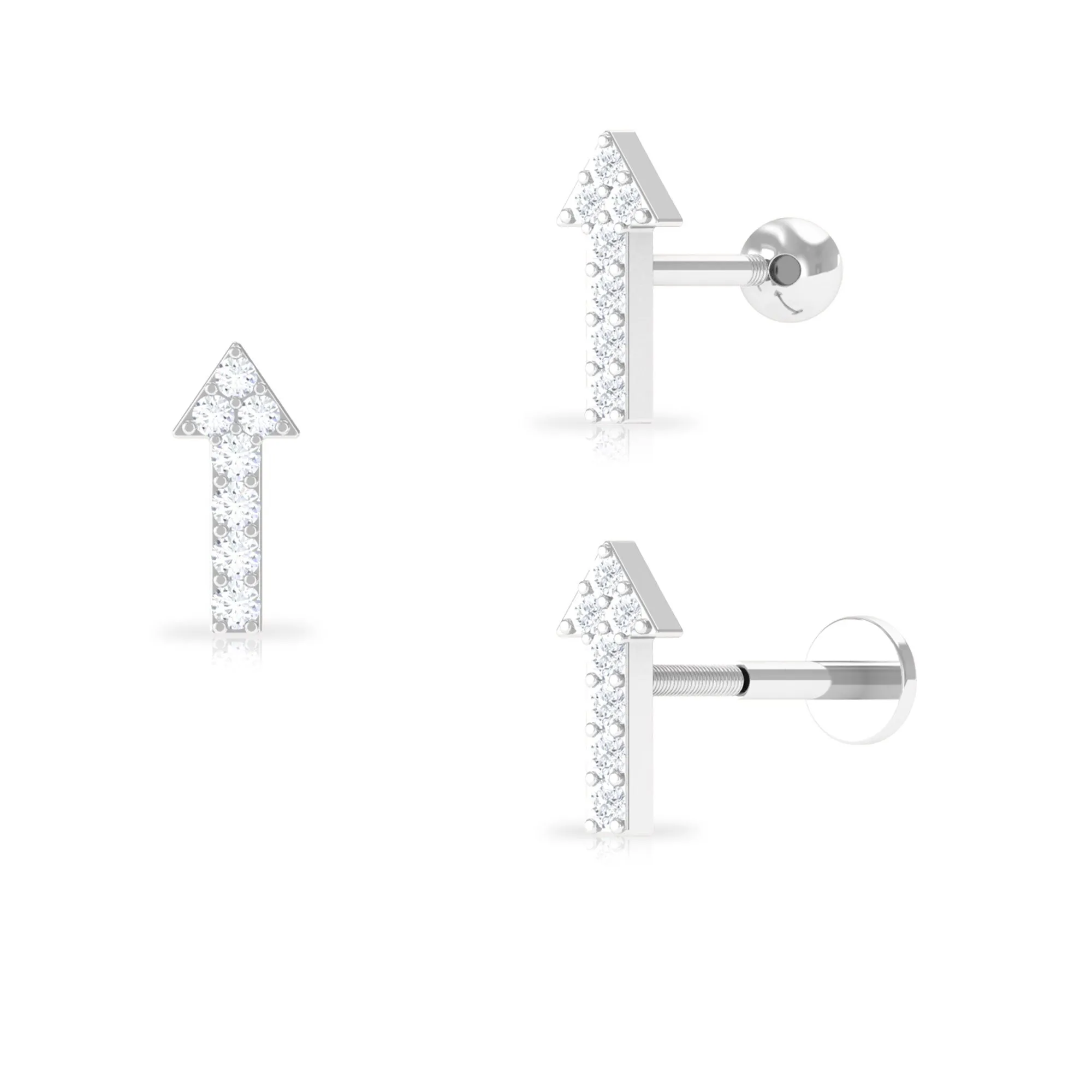 Minimal Diamond Arrow Forward Helix Earring in Gold