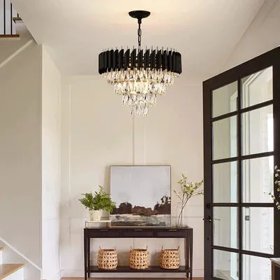 Modern Luxury Multi-Tier Oval/Round Crystal Tiered Chandelier