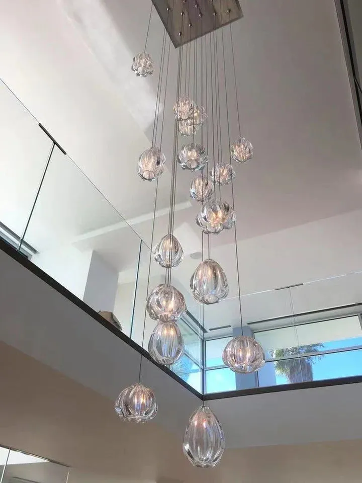 Modern Nordic Style Hand Blown Glass Pendant Crystal Chandelier For Dining Room/Living Room/Stairwell