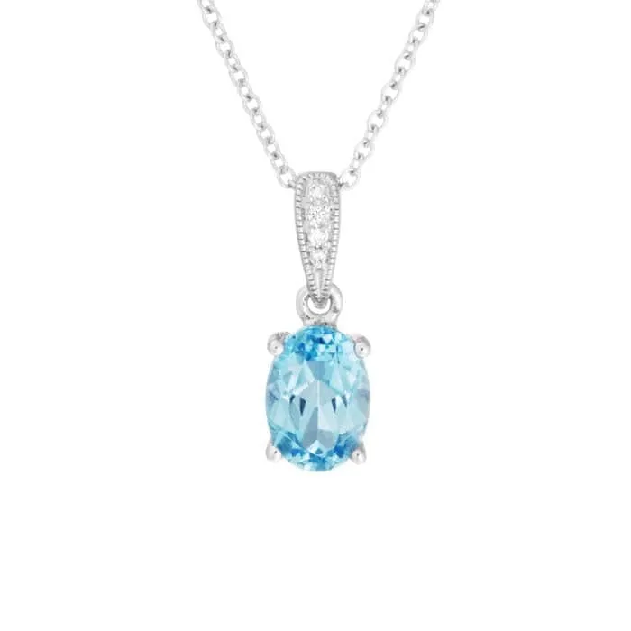 Mountz Collection Blue Topaz Drop Pendant in 14K White Gold