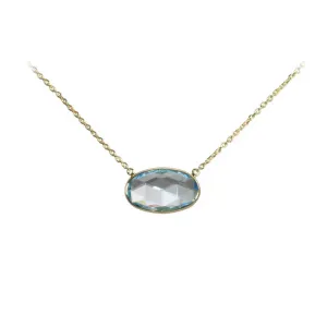 Mountz Collection Sky Blue Oval Briolette East/West Pendant in 14K Yellow Gold