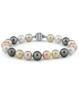 Multi-Color Golden South Sea, Tahitian and Freshwater Bracelet, 9.0-10.0mm - AAA Quality