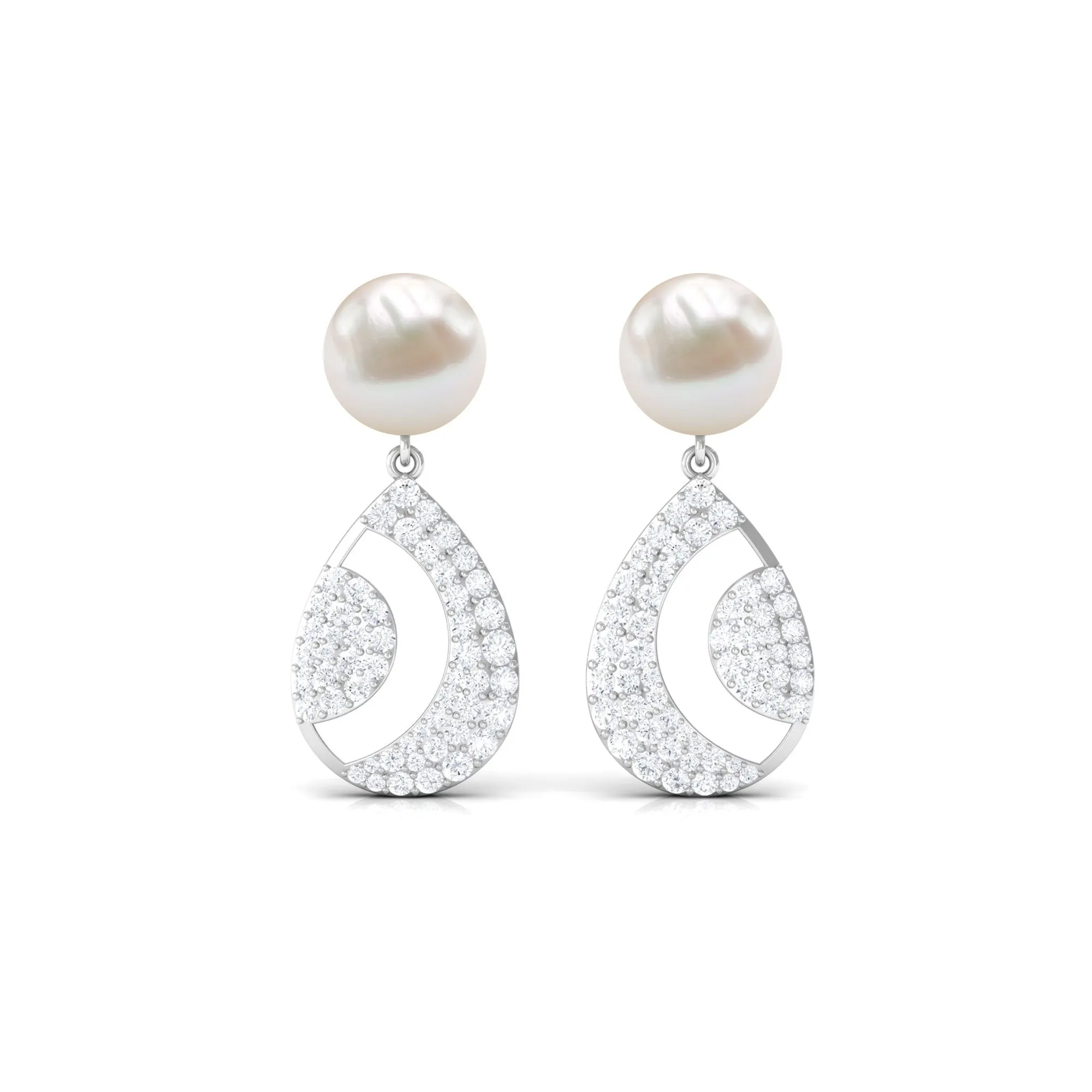 Natural Freshwater Pearl and Moissanite Drop Earrings