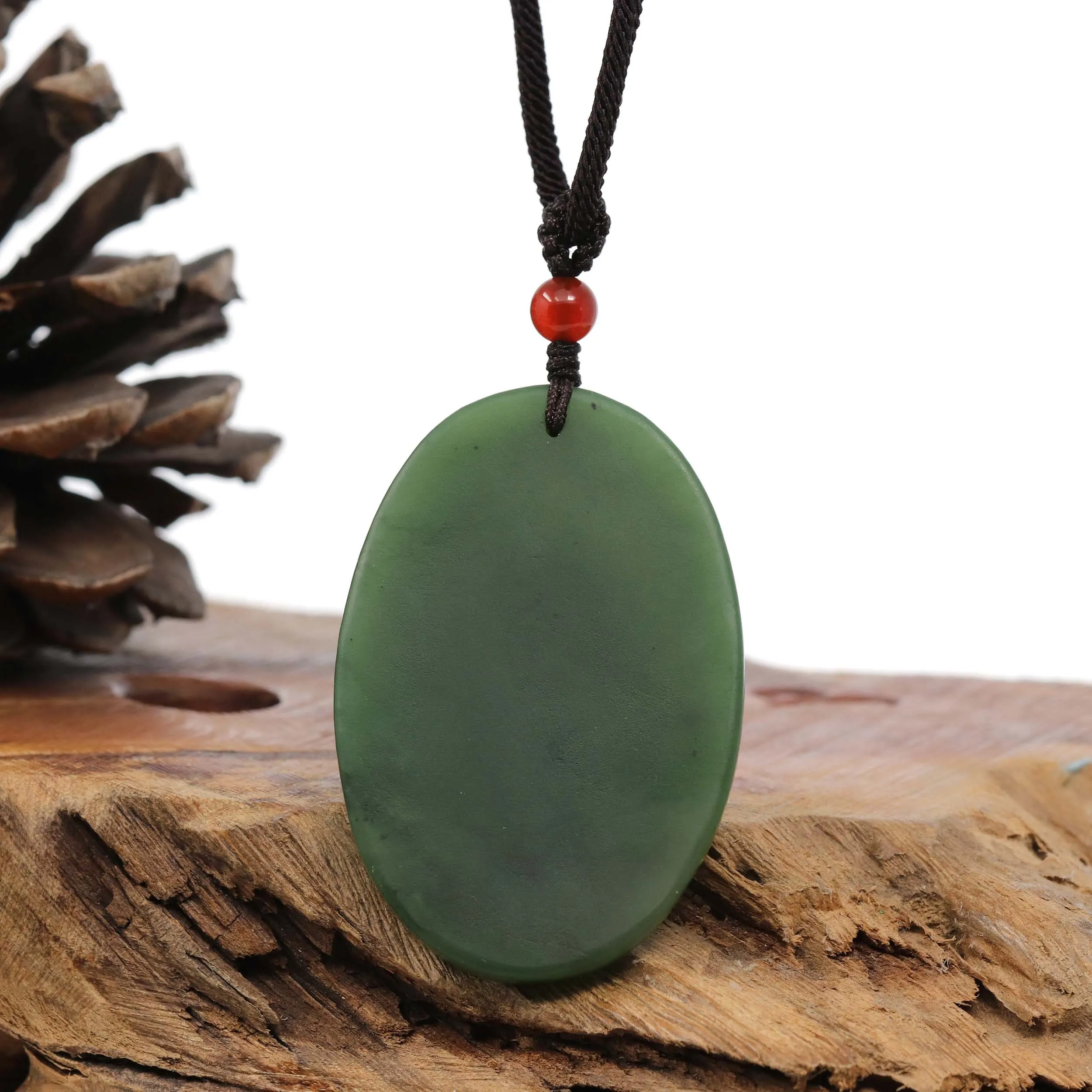 Natural Jade 12 Zodiac: Nephrite Jade Monkey Pendant Necklace in Deep Green