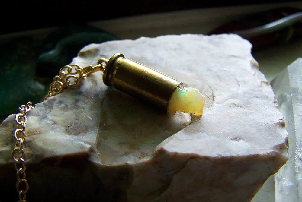 Natural Raw Opal Gemstone Bullet Jewelry Pendant