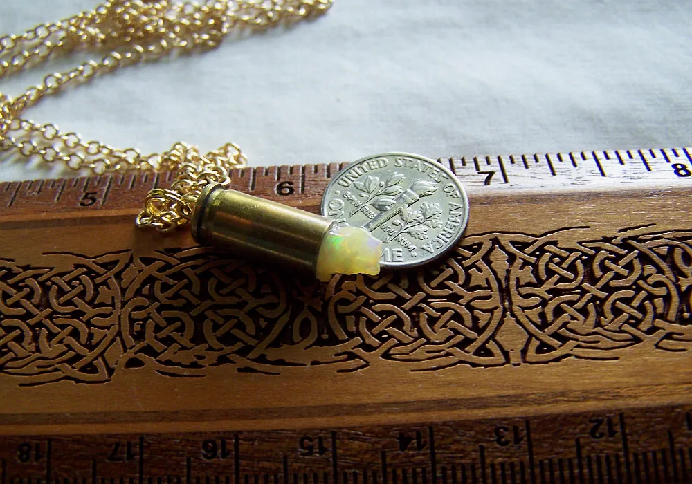 Natural Raw Opal Gemstone Bullet Jewelry Pendant