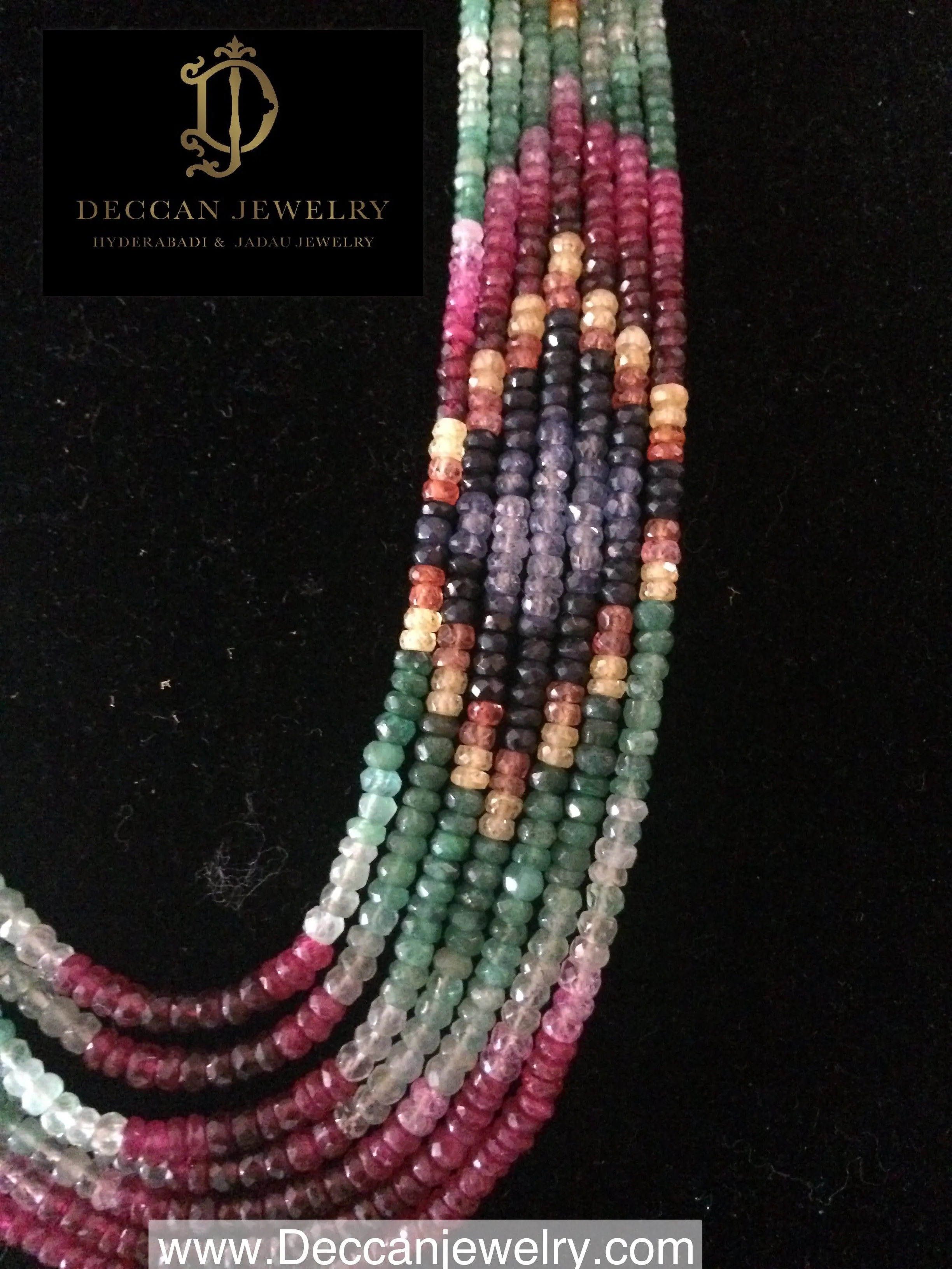 Natural ruby emerald sapphire necklace with earrings (SHIPS IN 4 WEEKS)