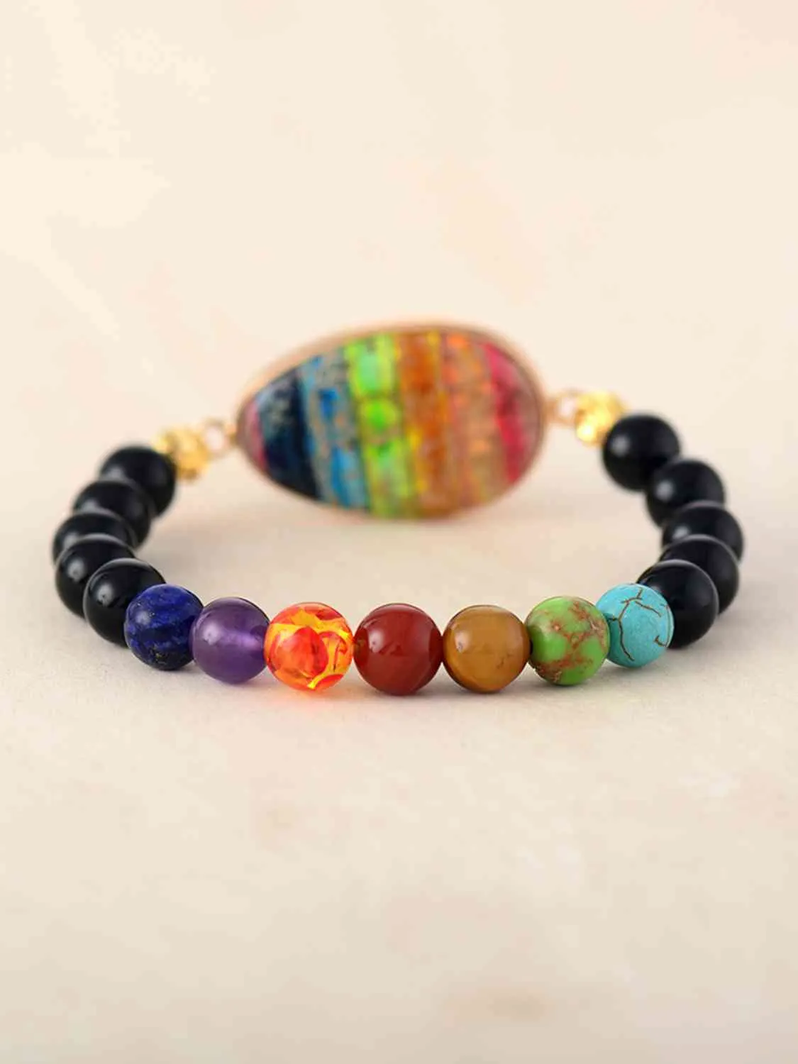 Natural Stone Geometrical Crystal Shape Beaded Bracelet