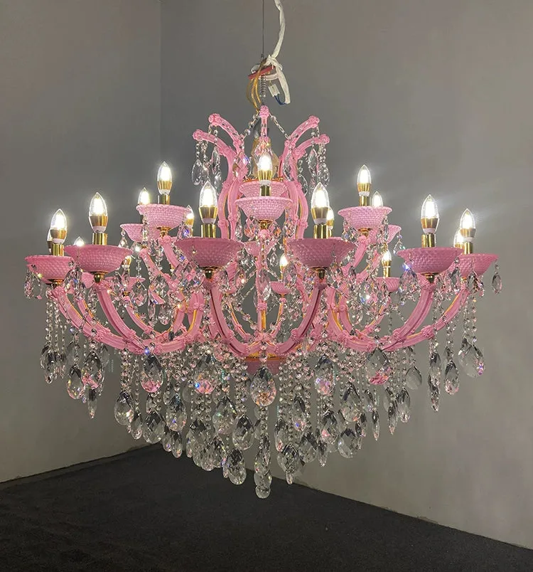 New European style Pink Crytsal Chandelier for Living Room/Coffee Shop/Restaurant