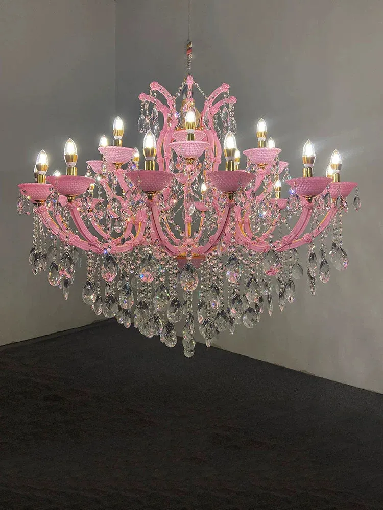 New European style Pink Crytsal Chandelier for Living Room/Coffee Shop/Restaurant