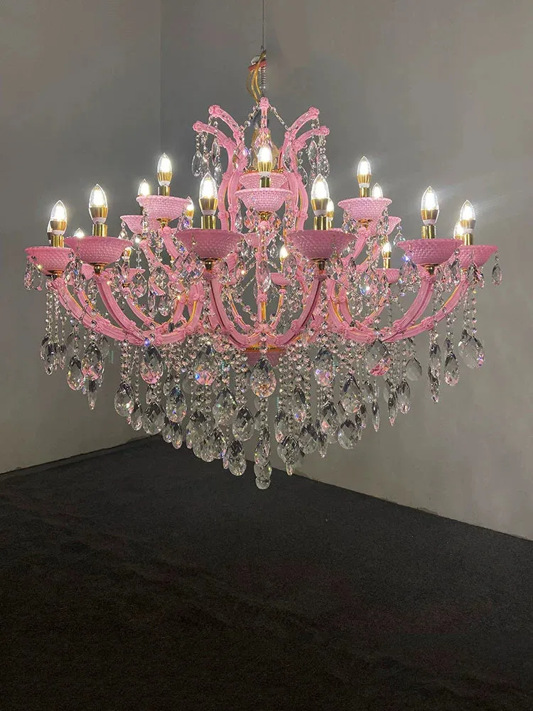 New European style Pink Crytsal Chandelier for Living Room/Coffee Shop/Restaurant