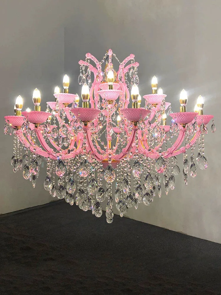 New European style Pink Crytsal Chandelier for Living Room/Coffee Shop/Restaurant