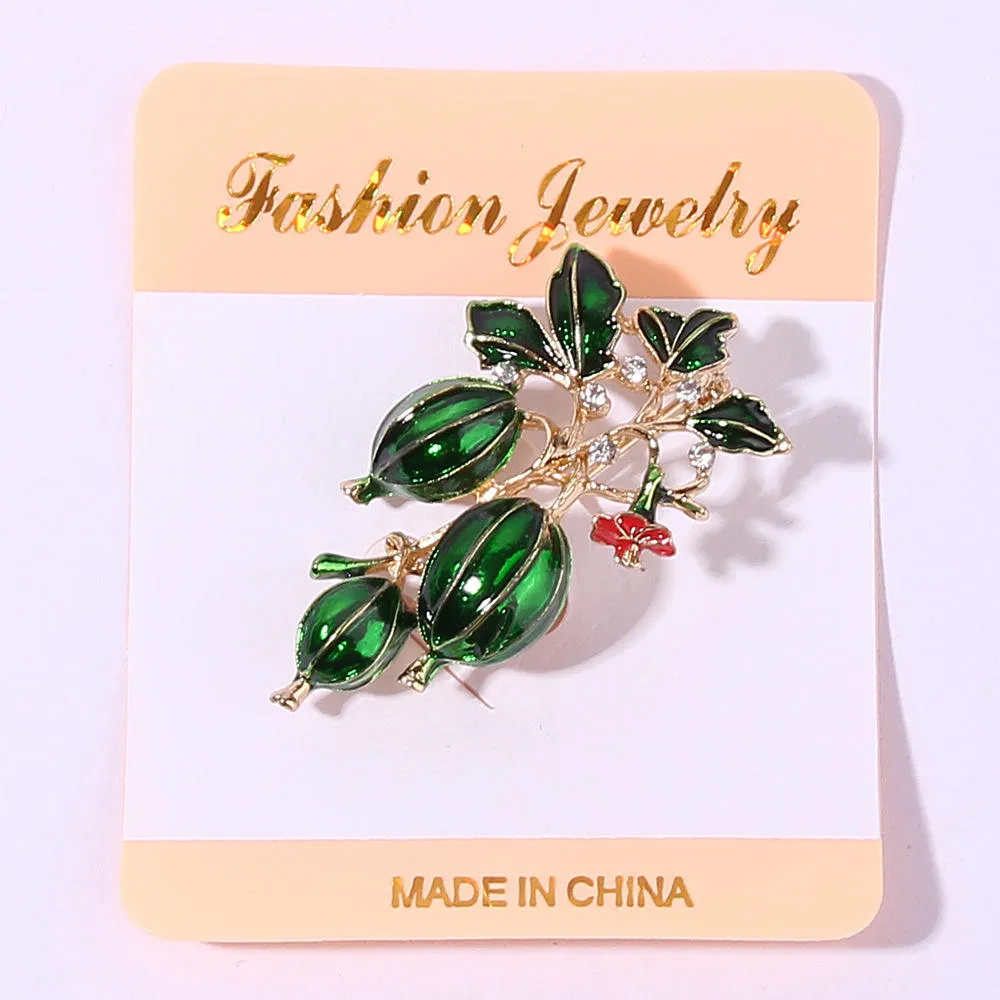 New Fashion Creative Personality Everything Plant Painting Oil Chest Accessories Simple Suit Corsage Lady Watermelon Brooches