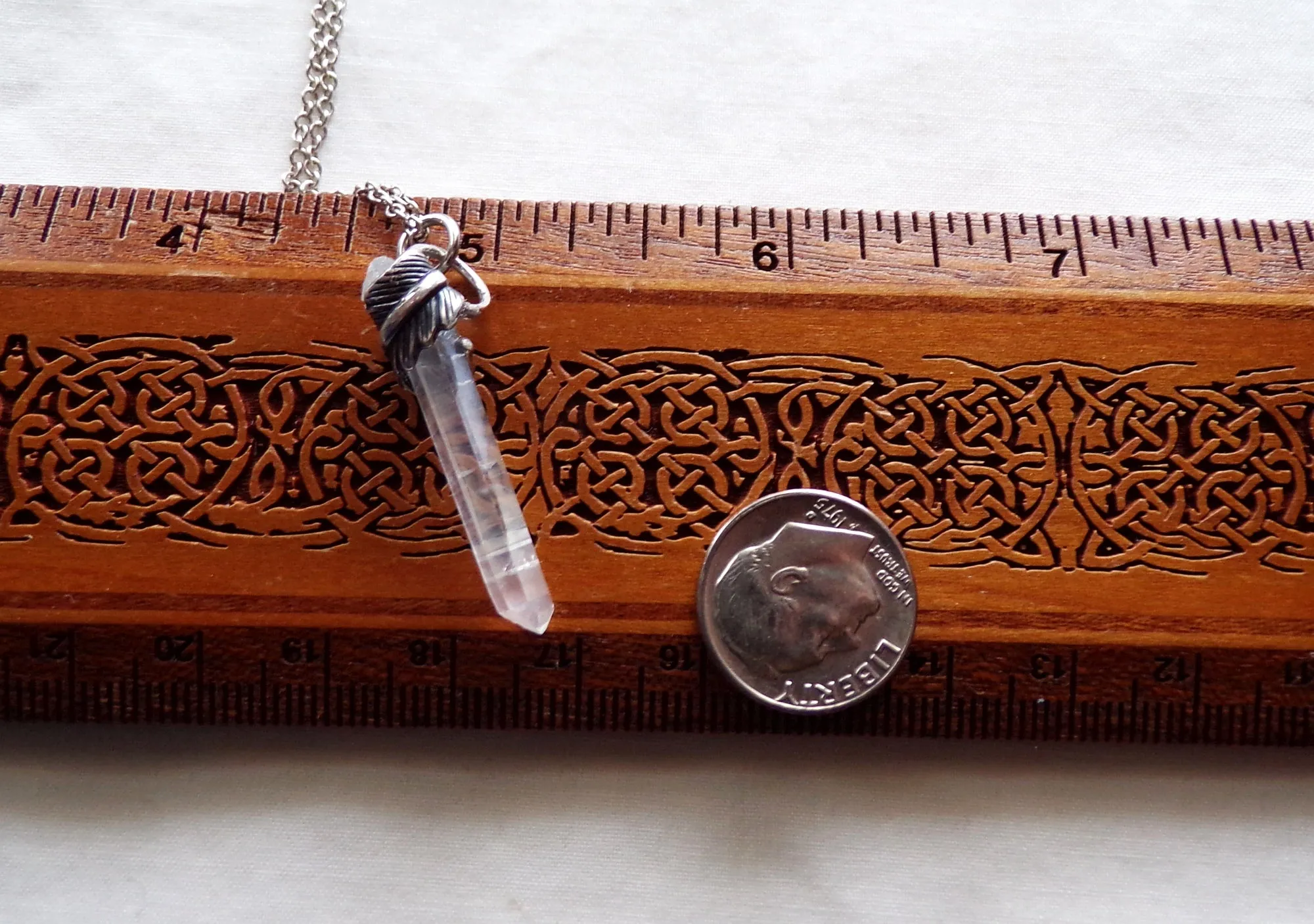 Opal Aura Quartz Celestite Feather Wrapped Pendant Necklace