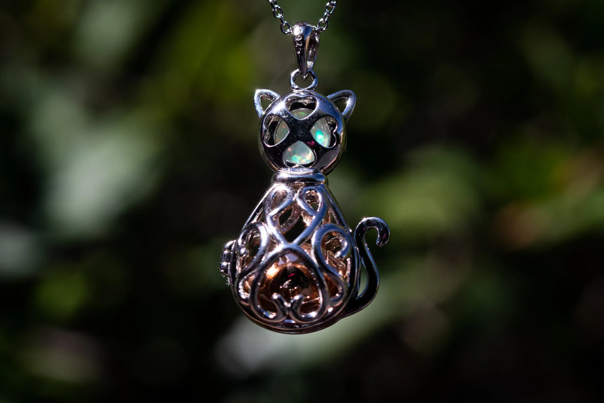 Opal Cat Urn Pendant